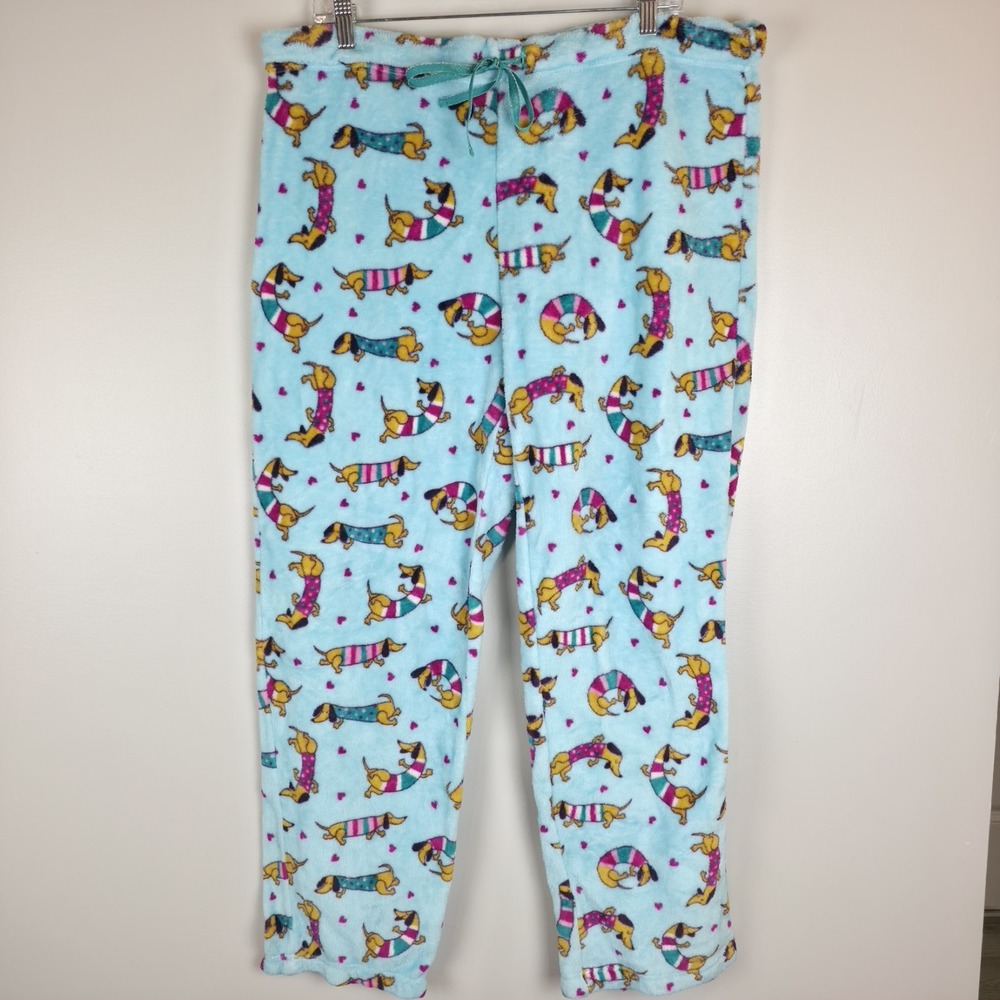 Secret Treasures Dachshund Fleece Pajama Pants XL  Weiner Dog Print Stretch.B38